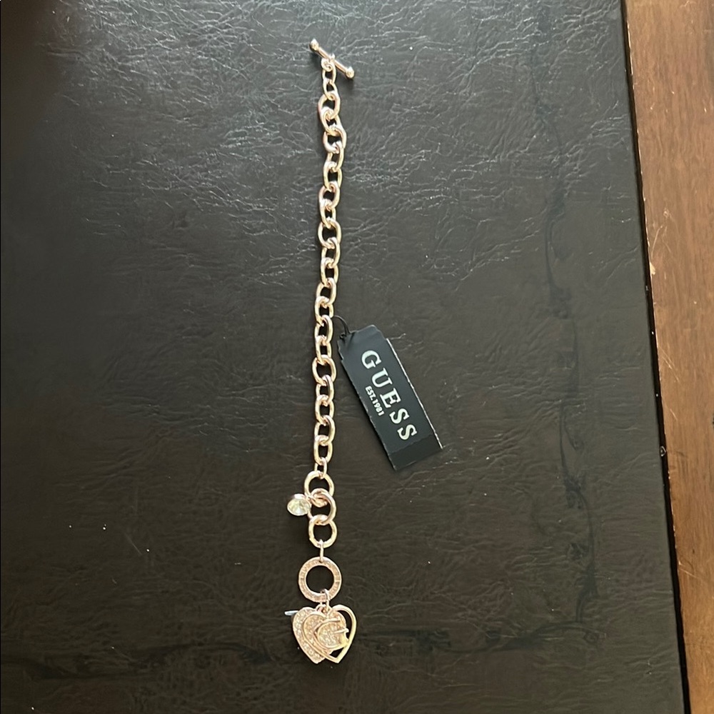 Guess Gold-Tone Heart Charm Bracelet